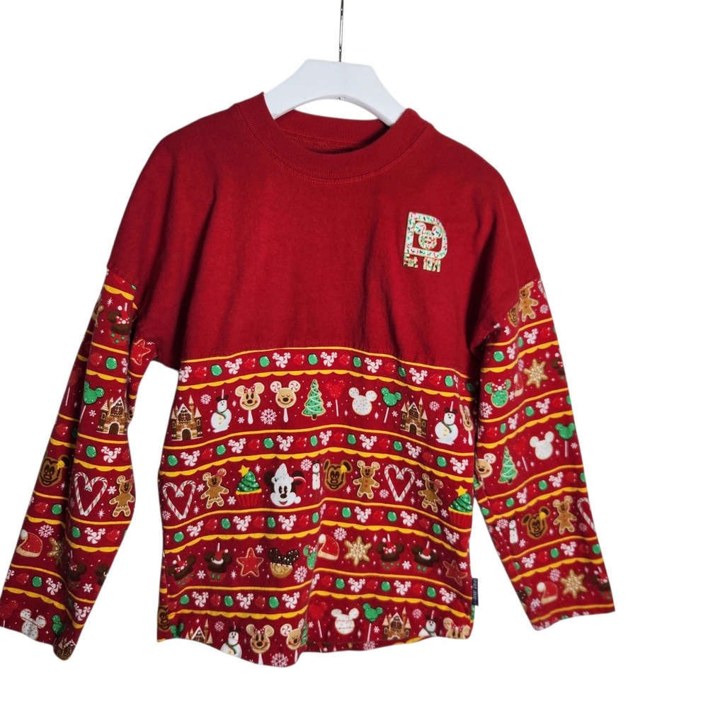 Disney Parks Spirit Jersey Kids Small Red Christmas Holiday Walt Disney World